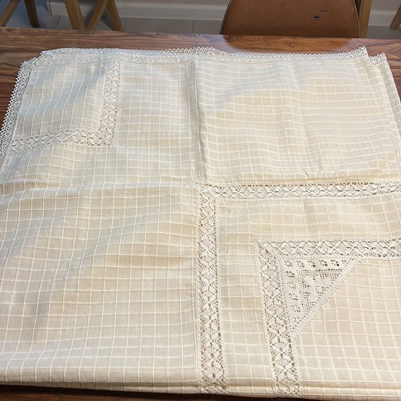 Cotton Cream Crochet, machine, Square TableCloth, 62” - Picture 7 of 11